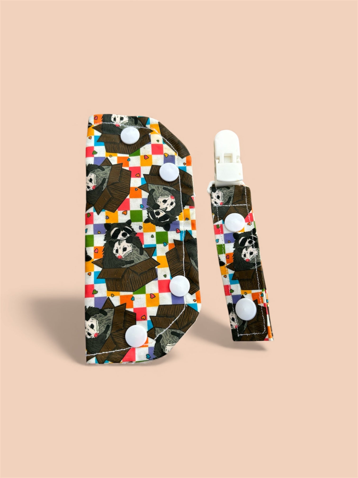 Trashy raccoon tubie set - MULTIPLE PATTERNS - absorbent soft line cover and matching clip
