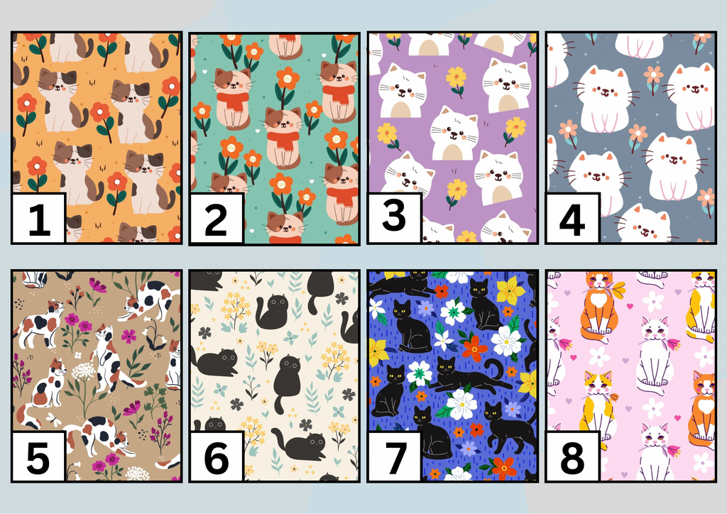 Floral cats tubie set - MULTIPLE PATTERNS - absorbent soft line cover and matching clip
