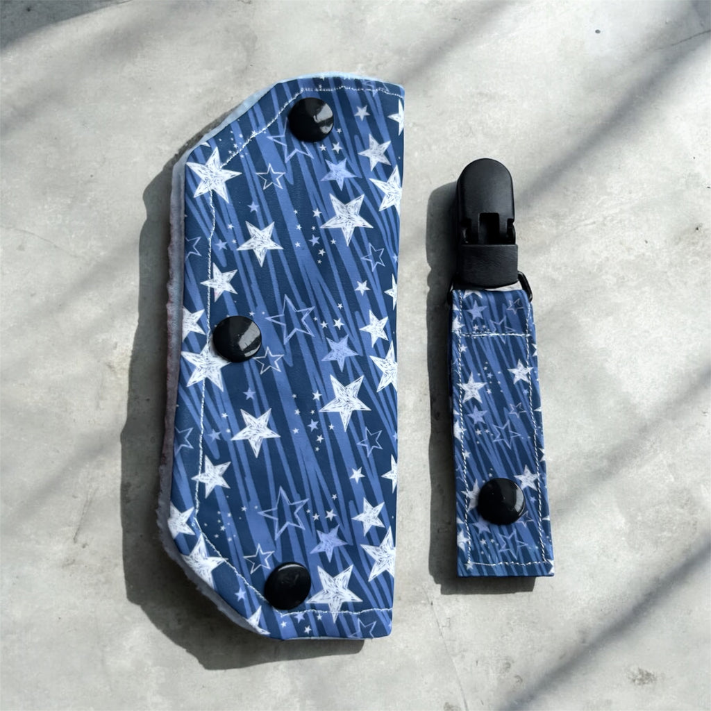 Shooting stars tubie set - MULTIPLE PATTERNS - absorbent soft line cover and clip