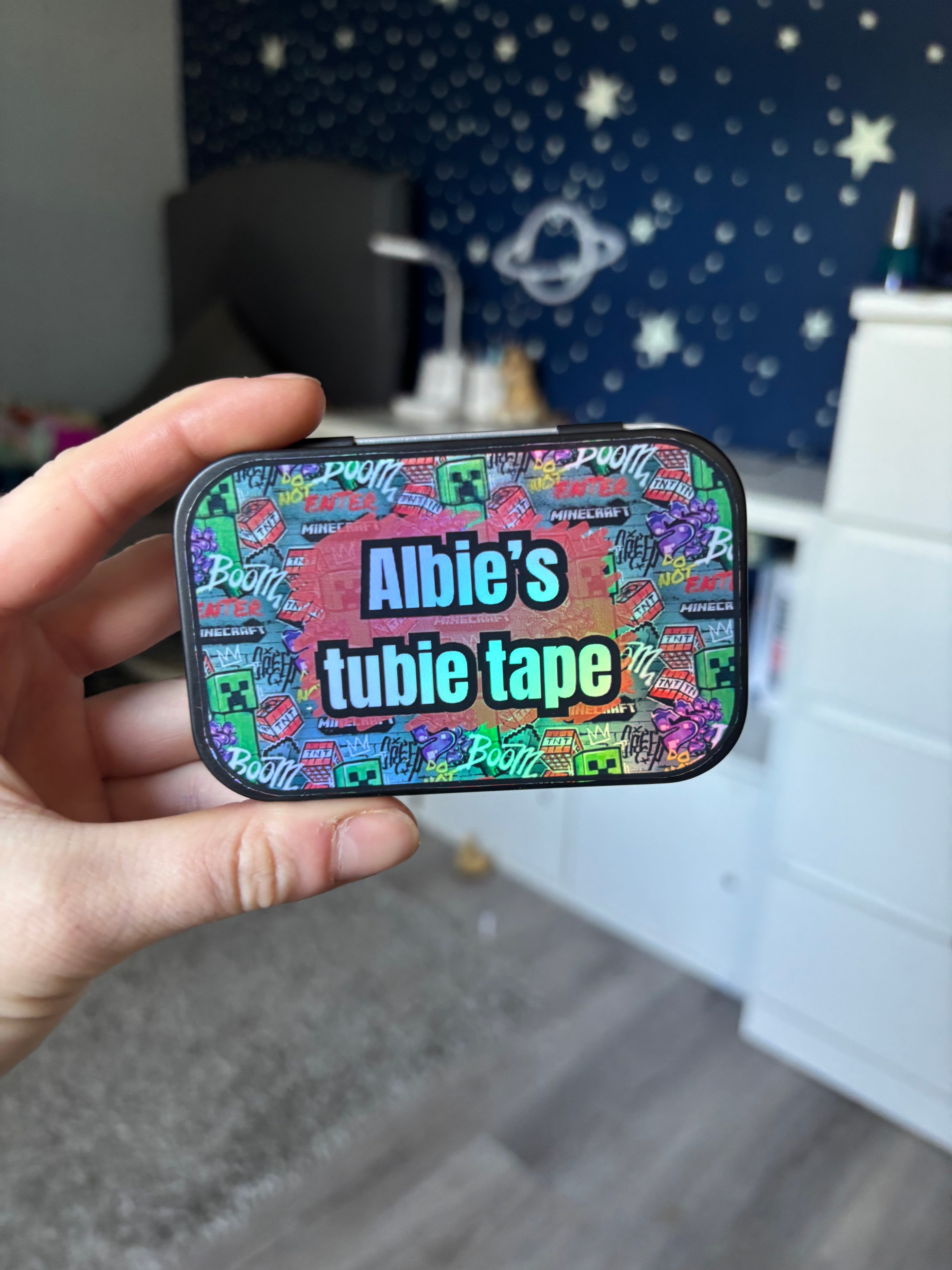 Block game tubie tape tin - medical adhesive tape container perfect for travelling