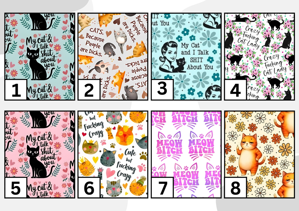 ADULT Crazy cat lady tubie set - MULTIPLE PATTERNS - absorbent soft line cover and matching clip