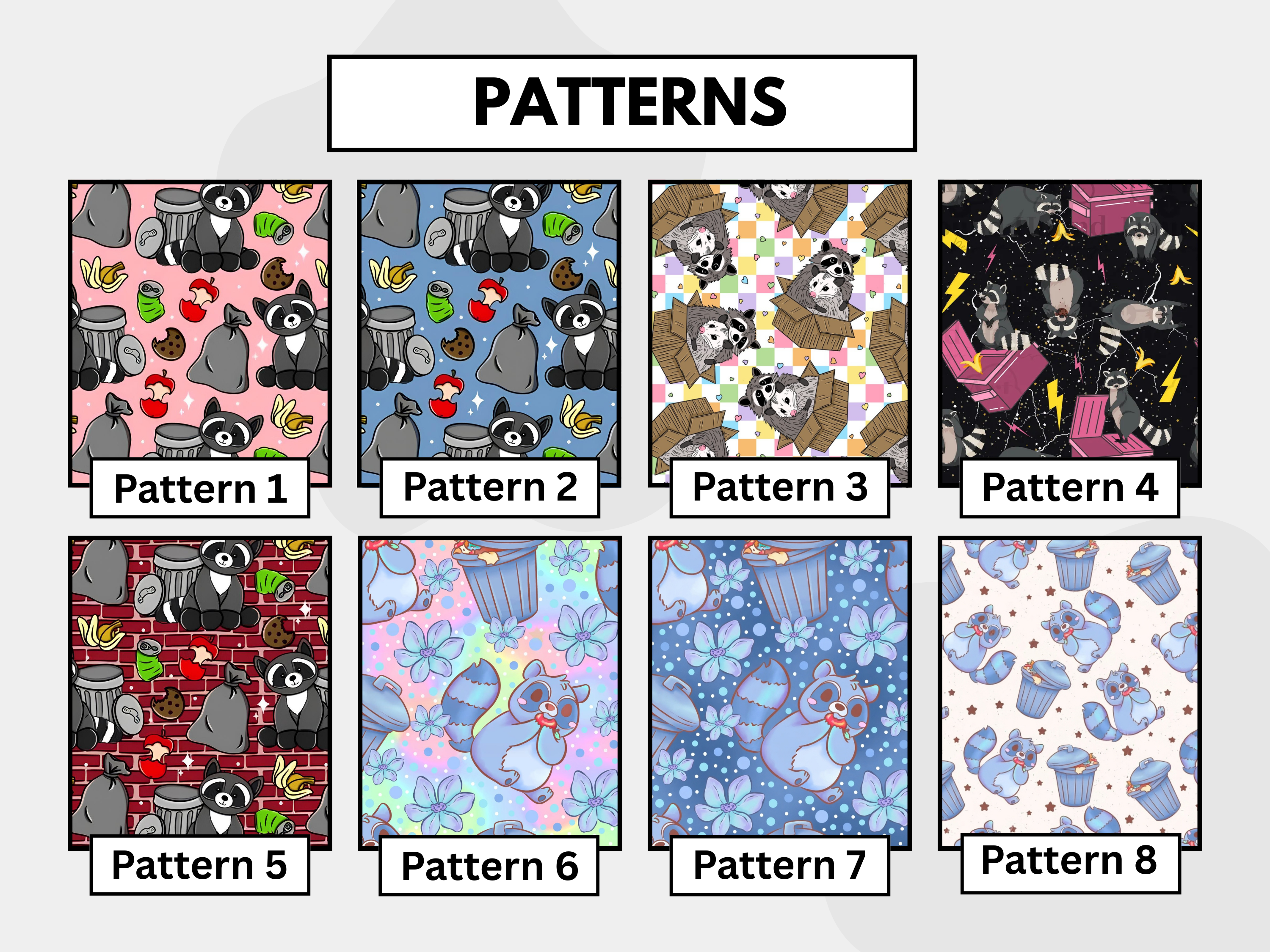 Trashy raccoon tubie set - MULTIPLE PATTERNS - absorbent soft line cover and matching clip