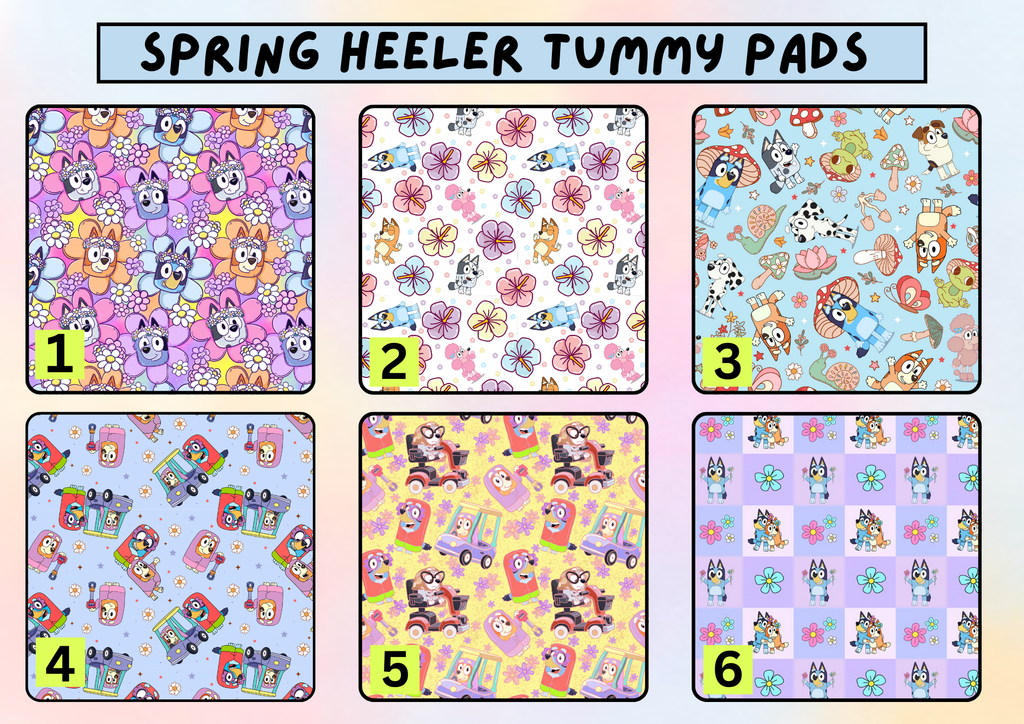 Spring heeler tummy pad - MULTIPLE PATTERNS - absorbent soft g tube cover - stoma, catheter, feeding tube