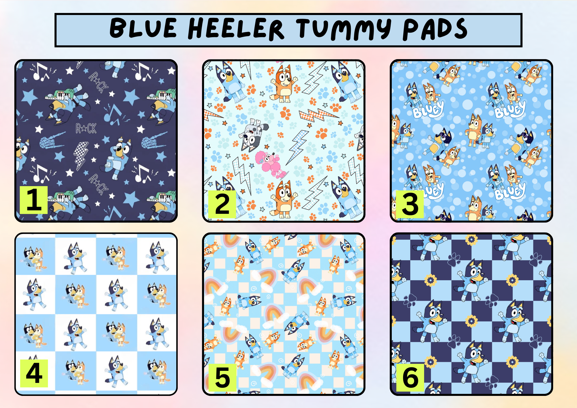 Blue heeler tummy pad - MULTIPLE PATTERNS - absorbent soft g tube cover - stoma, catheter, feeding tube
