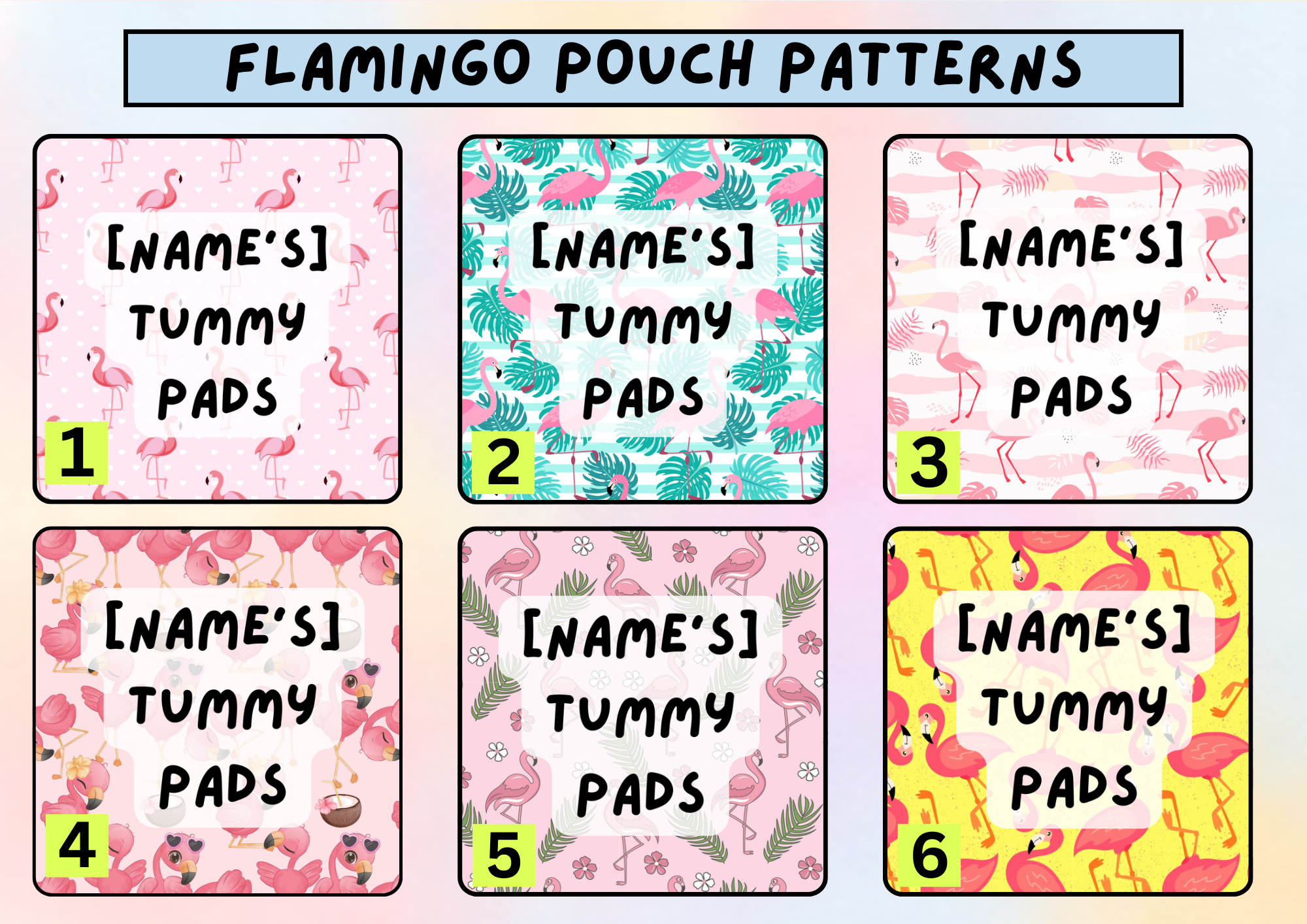 Flamingo tummy pad pouch - personalised g tube pad holder - stoma, catheter, feeding tube storage
