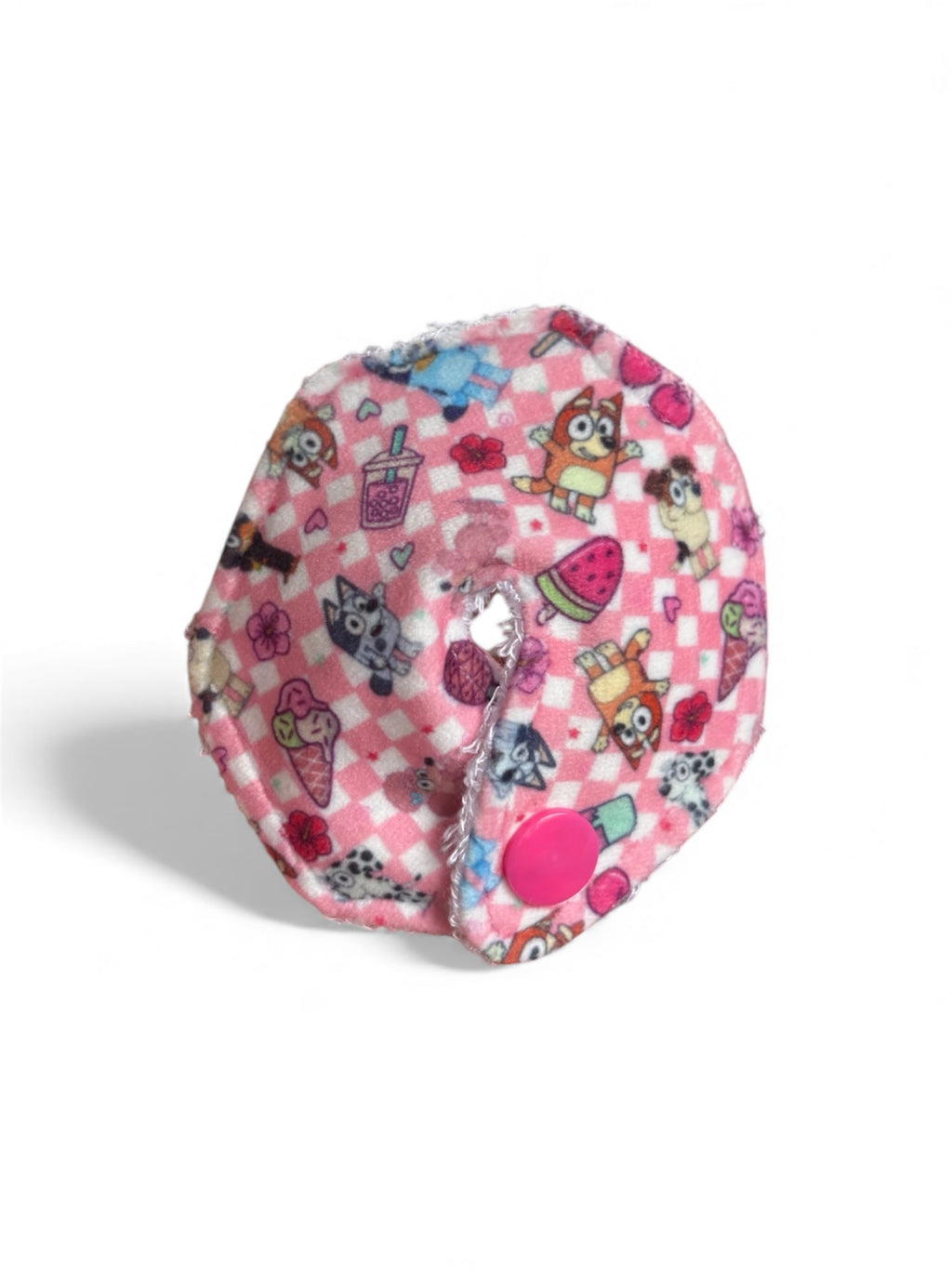 Pink summer heeler tummy pad - MULTIPLE PATTERNS - absorbent soft g tube cover - stoma, catheter, feeding tube