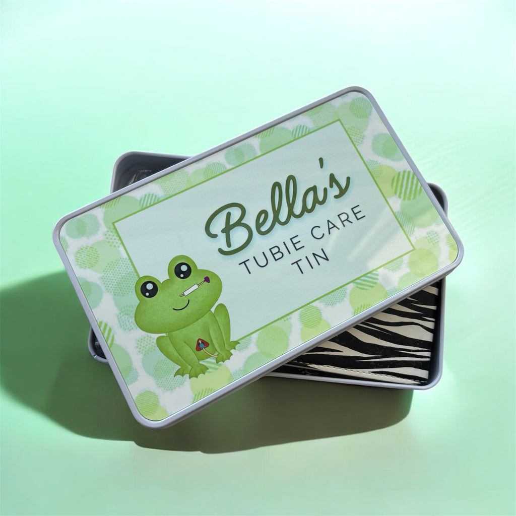 Frog tubie care tin - personalised tubie storage tin | tubie organisation