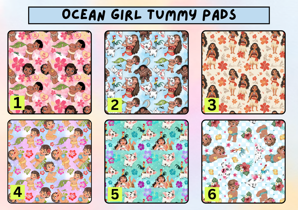Ocean girl tummy pad - MULTIPLE PATTERNS - absorbent soft g tube cover - stoma, catheter, feeding tube