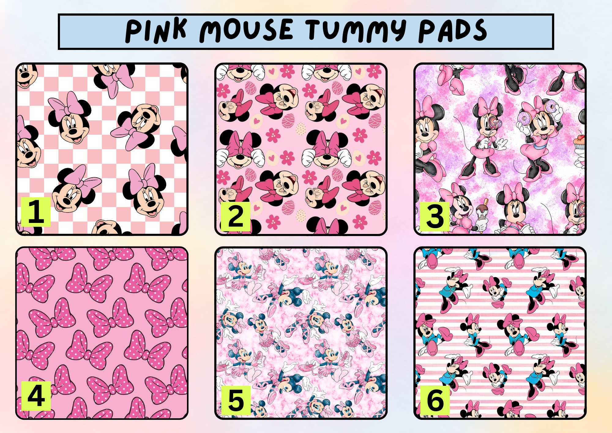 Pink mouse tummy pad - MULTIPLE PATTERNS - absorbent soft g tube cover - stoma, catheter, feeding tube