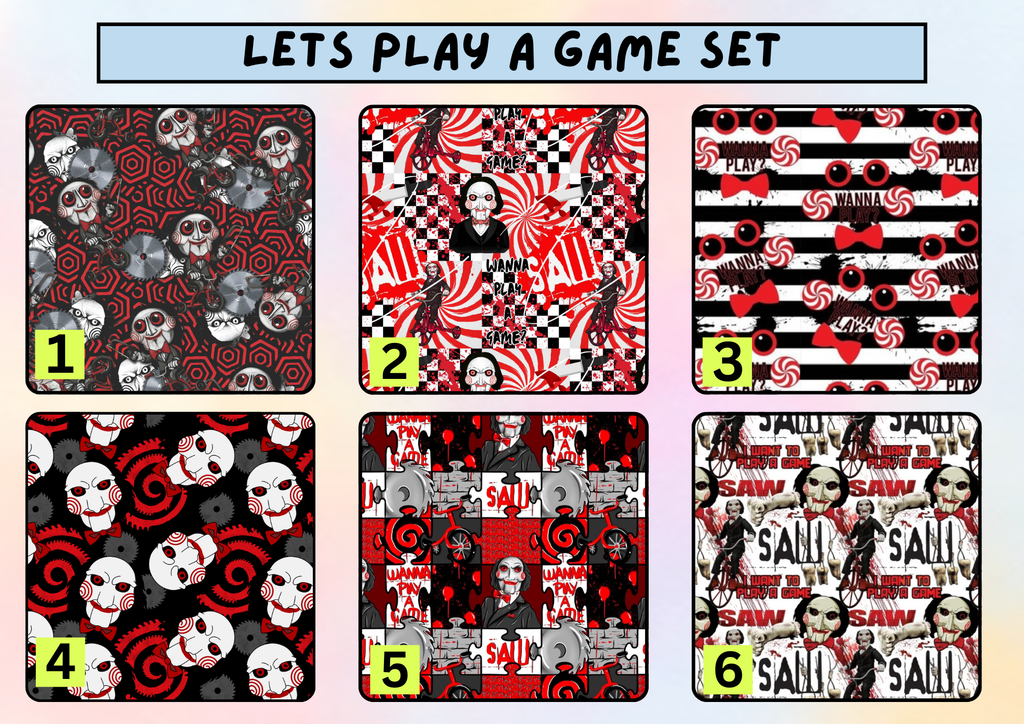 Lets play a game tubie set - MULTIPLE PATTERNS - absorbent soft line cover