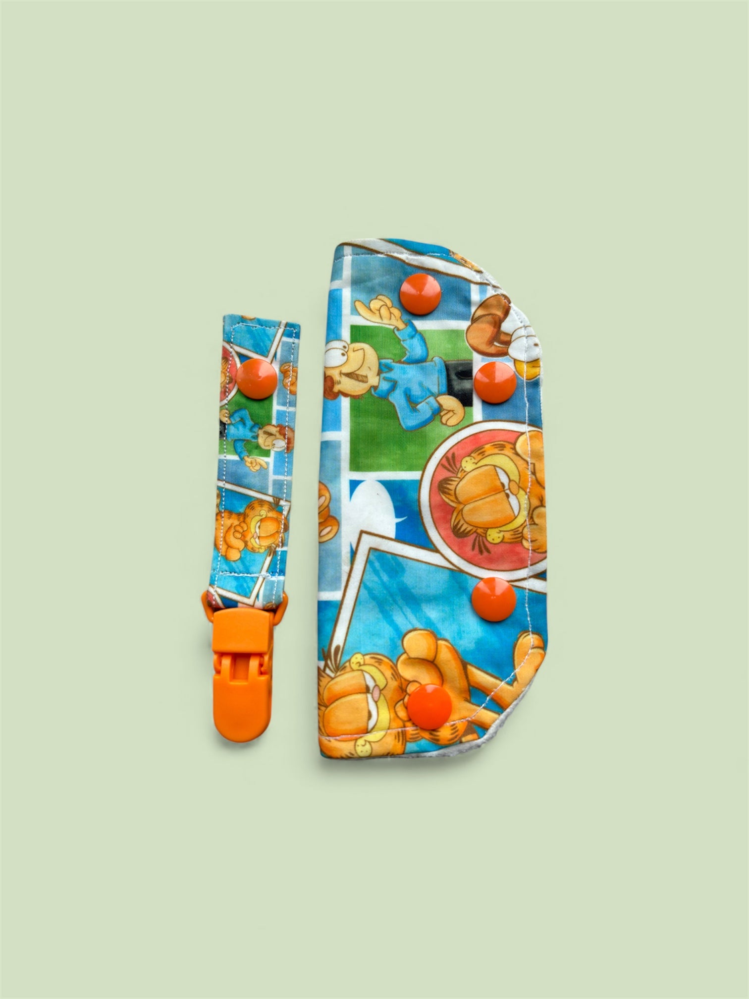 Orange cat cartoon tubie set - MULTIPLE PATTERNS - absorbent soft line cover and matching clip