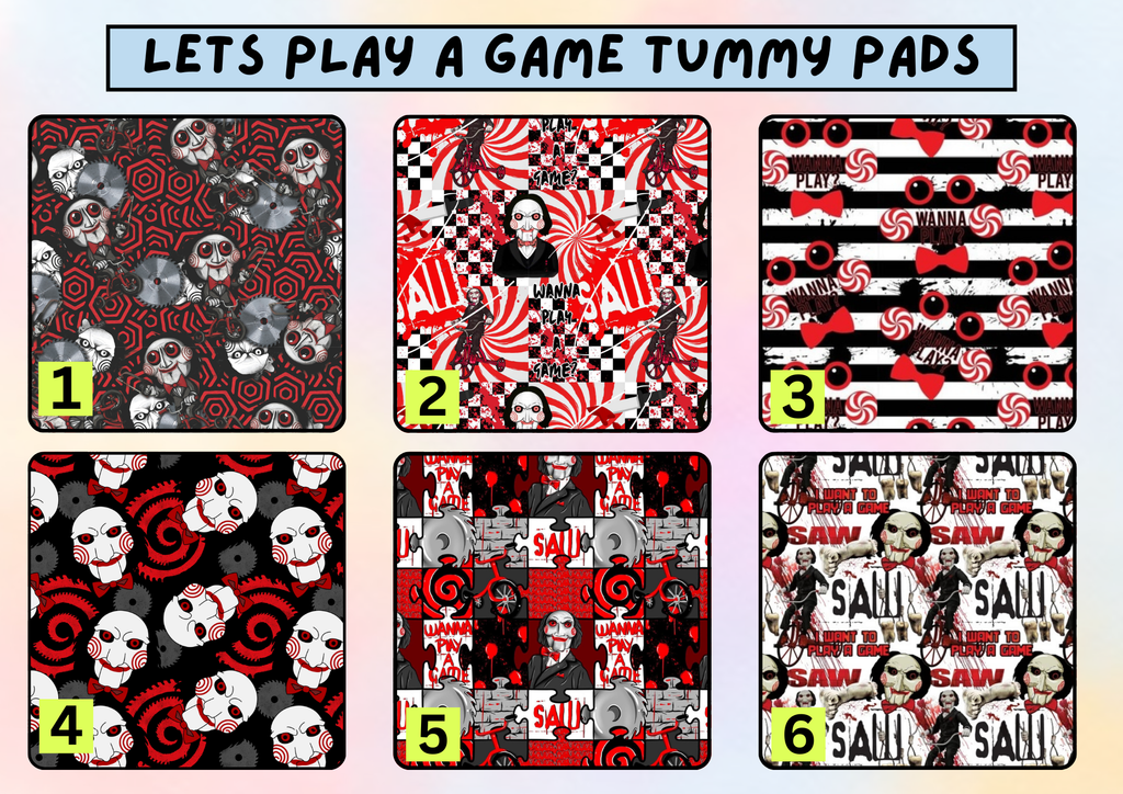 Let’s play a game tummy pad - MULTIPLE PATTERNS - absorbent soft g tube cover - stoma, catheter, feeding tube