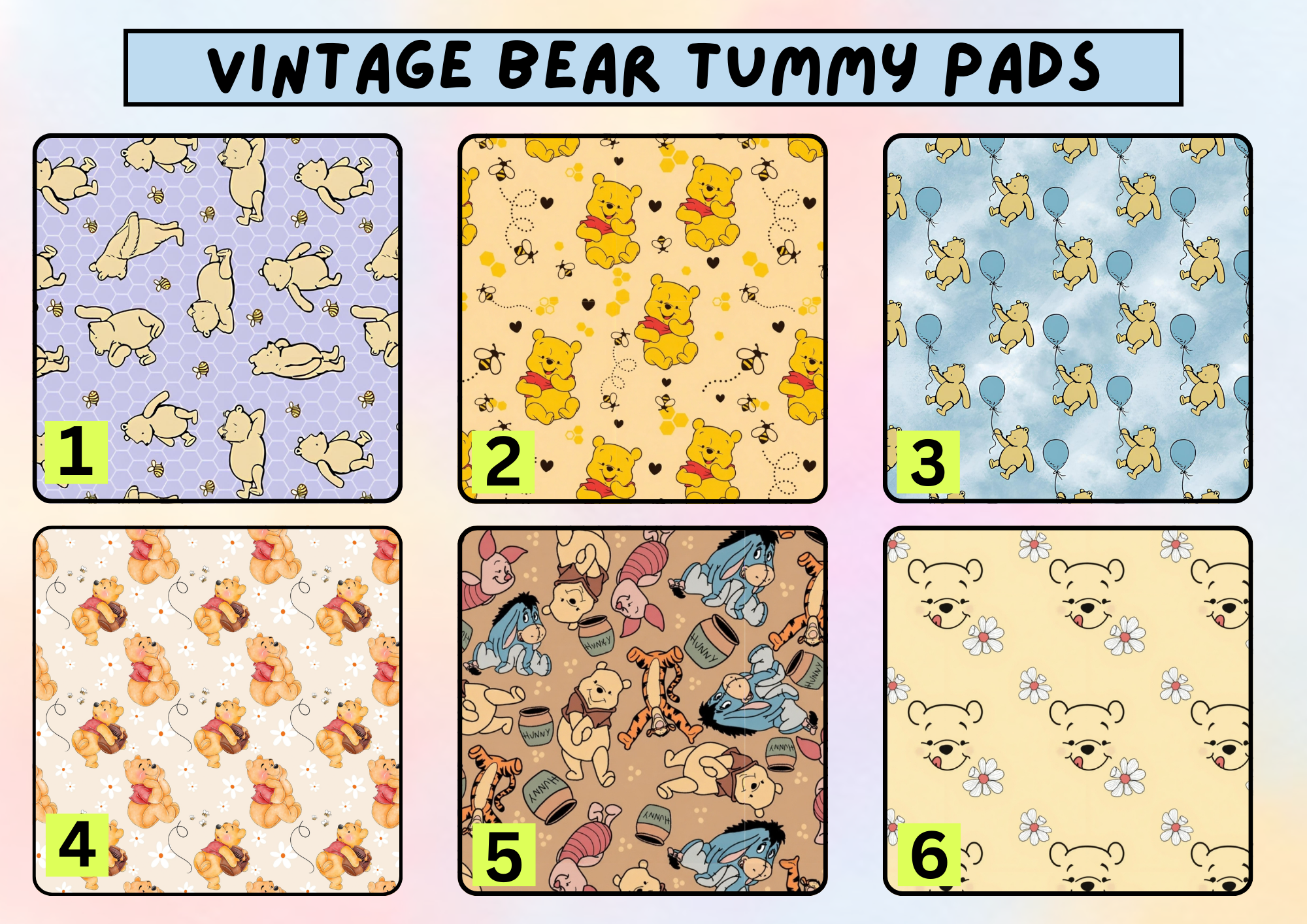 Vintage bear tummy pad - MULTIPLE PATTERNS - absorbent soft g tube cover - stoma, catheter, feeding tube