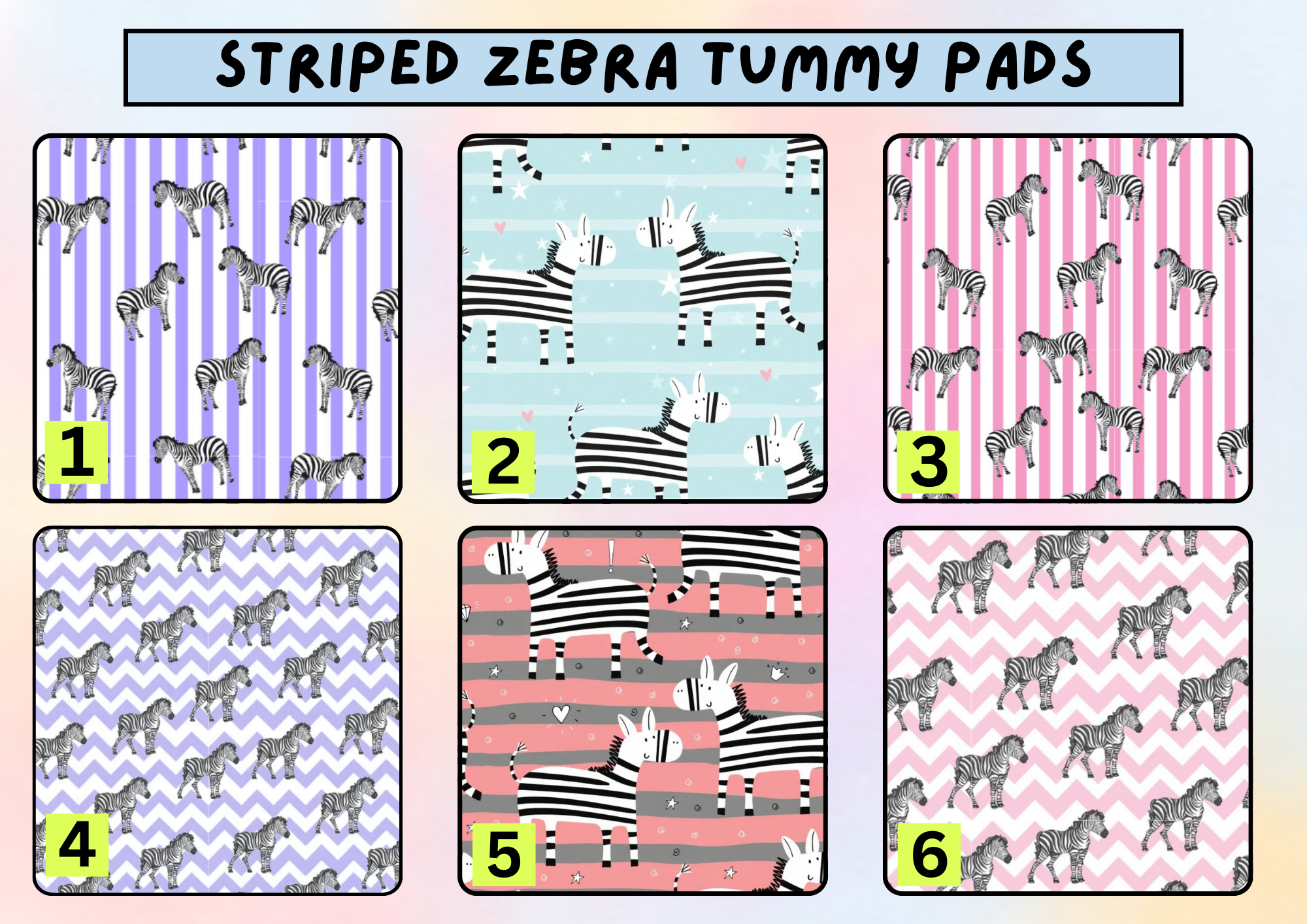 Striped zebras tummy pad - MULTIPLE PATTERNS - absorbent soft g tube cover - stoma, catheter, feeding tube
