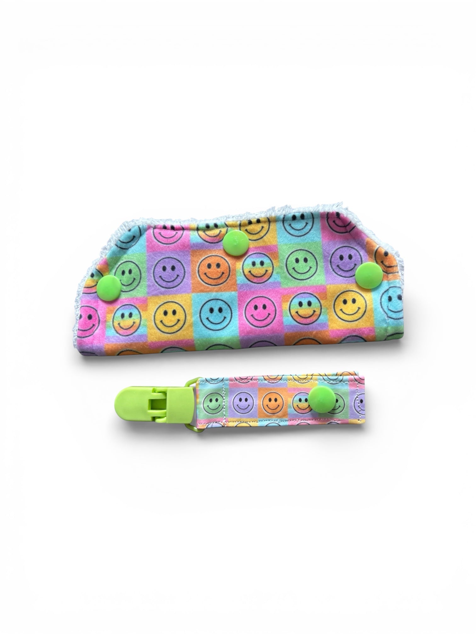 Rainbow smiles tubie set - MULTIPLE PATTERNS - absorbent soft line cover and clip