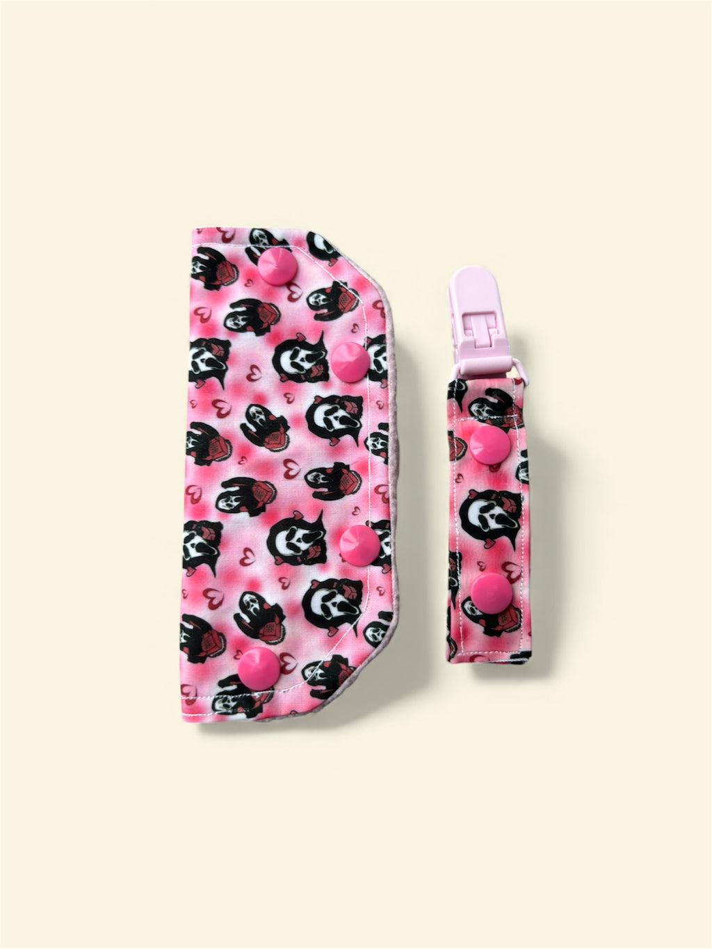 Pink scream tubie set - MULTIPLE PATTERNS - absorbent soft line cover and matching clip