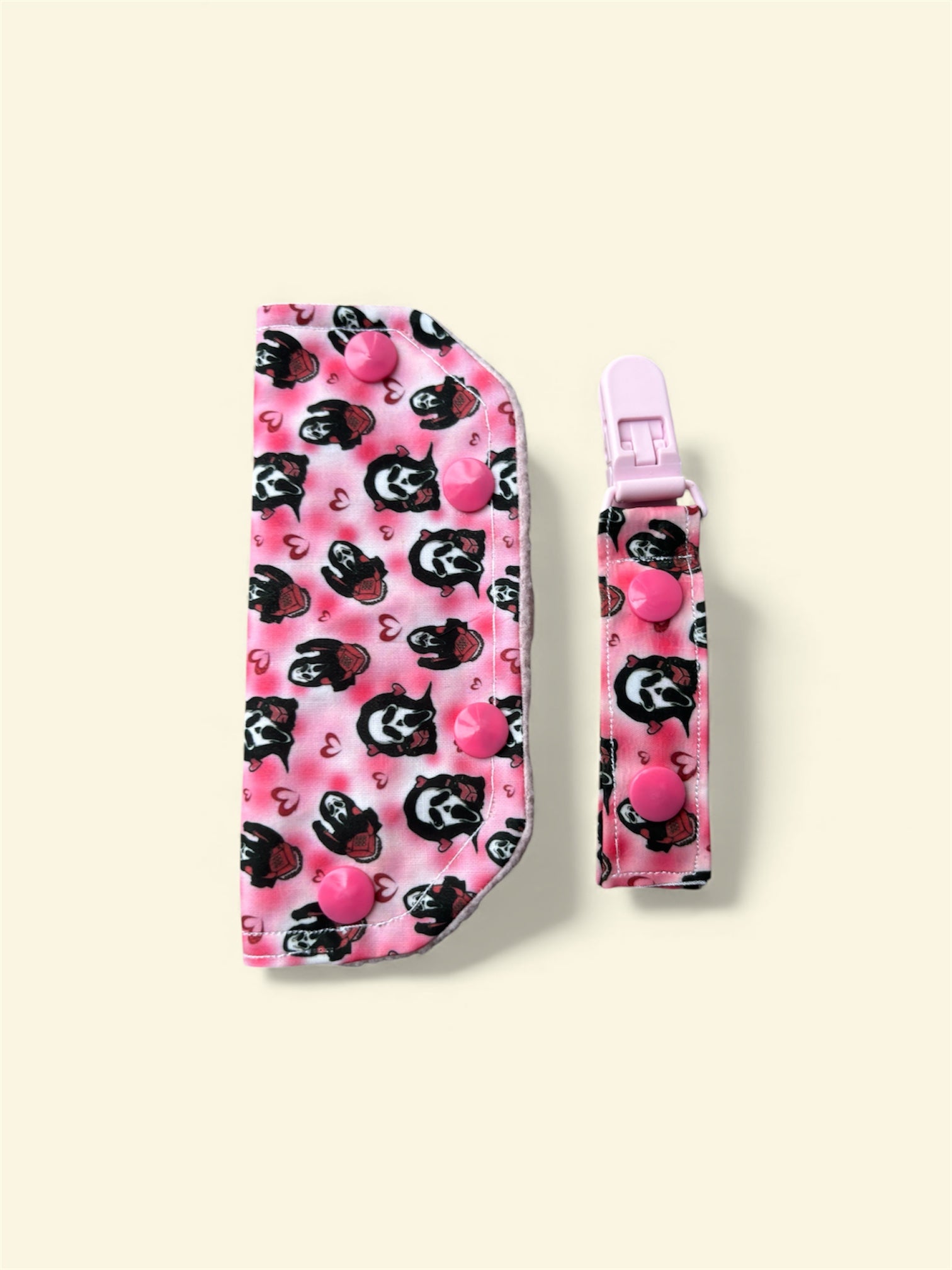 Pink scream tubie set - MULTIPLE PATTERNS - absorbent soft line cover and matching clip