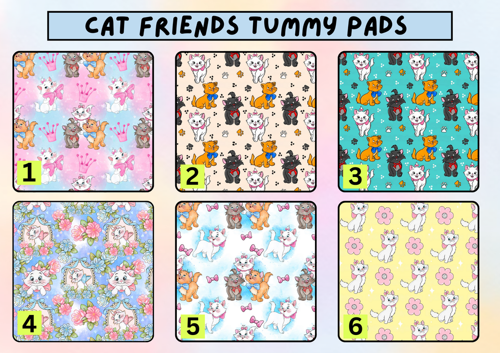 Cat friends tummy pad - MULTIPLE PATTERNS - absorbent soft g tube cover - stoma, catheter, feeding tube