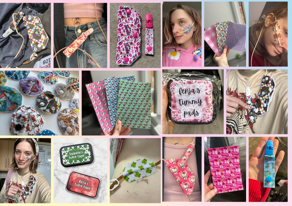 Five nights tummy pad pouch - personalised g tube pad holder - stoma, catheter, feeding tube storage