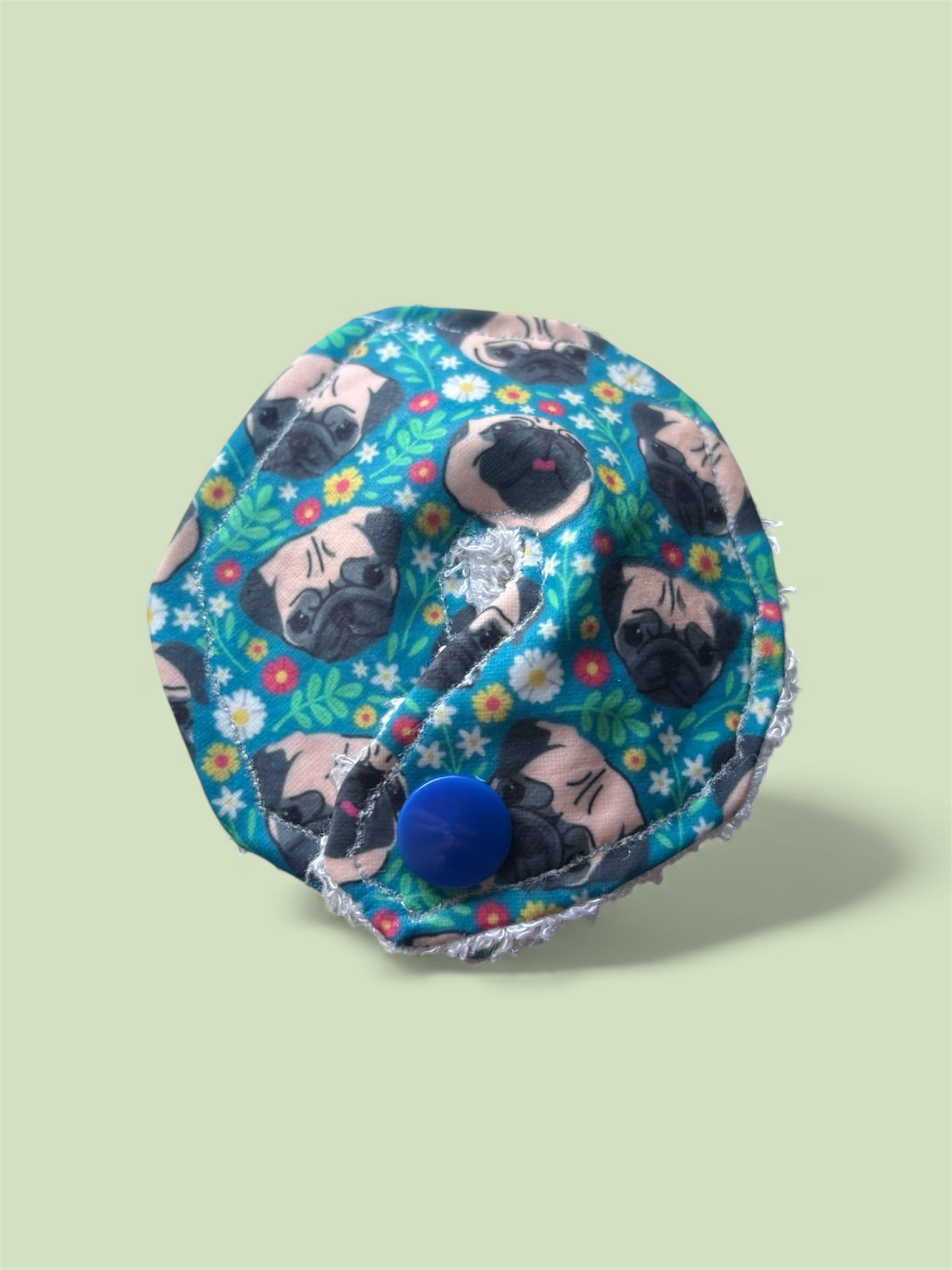 Floral pug tummy pad - MULTIPLE PATTERNS - absorbent soft g tube cover - stoma, catheter, feeding tube