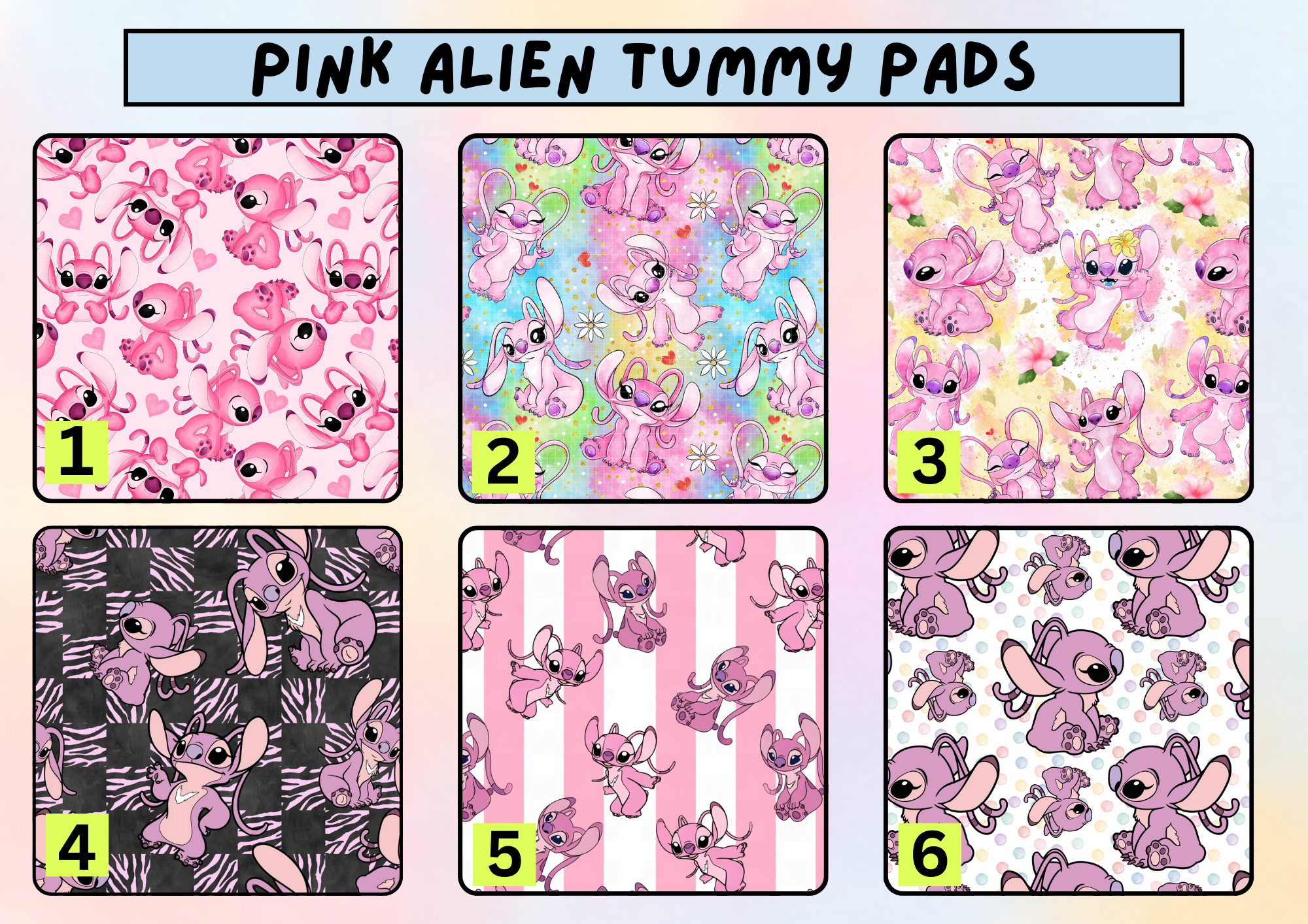 Pink alien tummy pad - MULTIPLE PATTERNS - absorbent soft g tube cover - stoma, catheter, feeding tube