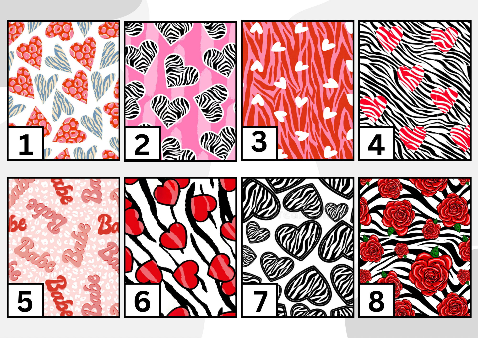 Animal print valentine tubie set - MULTIPLE PATTERNS - absorbent soft line cover and clip