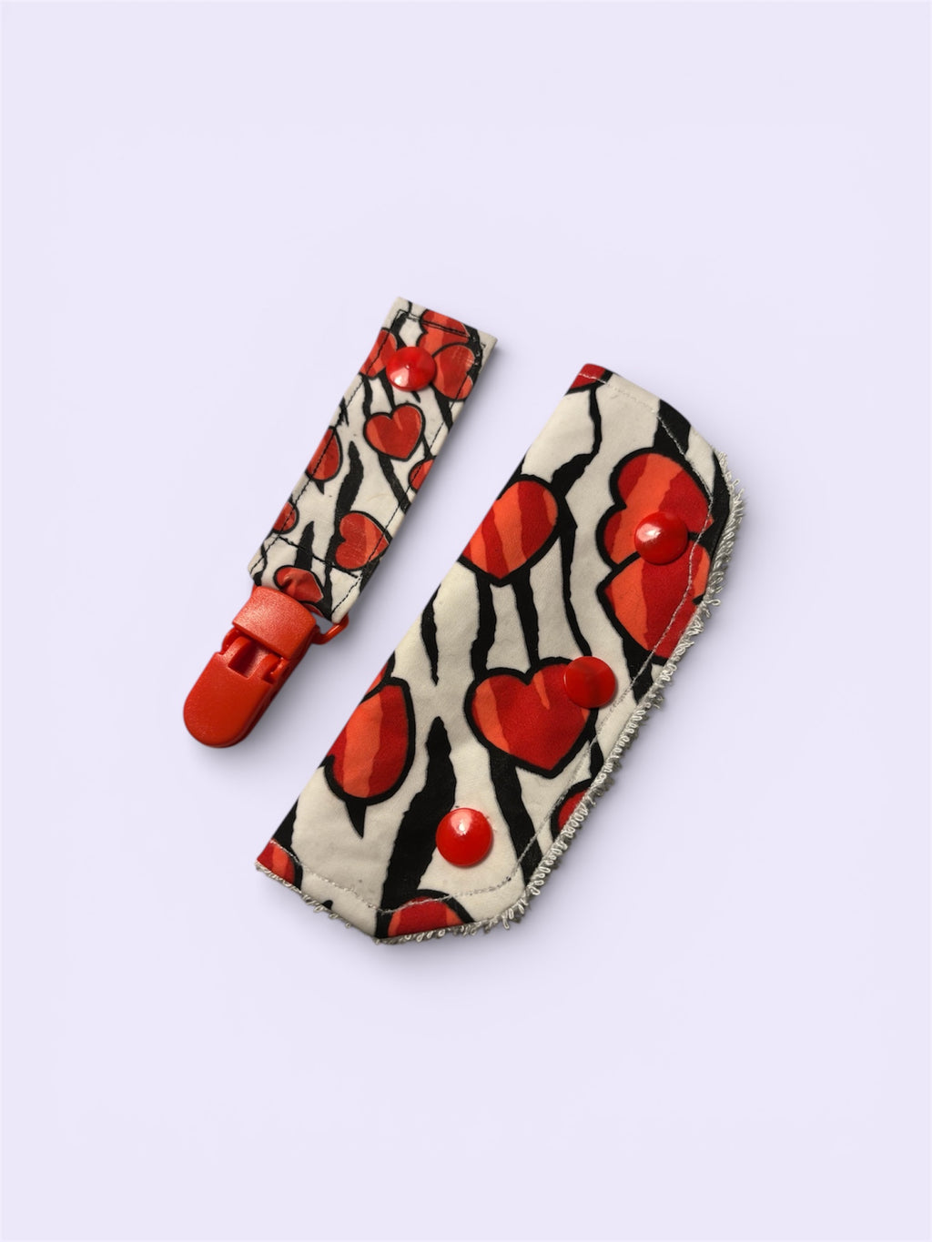 Animal print valentine tubie set - MULTIPLE PATTERNS - absorbent soft line cover and clip