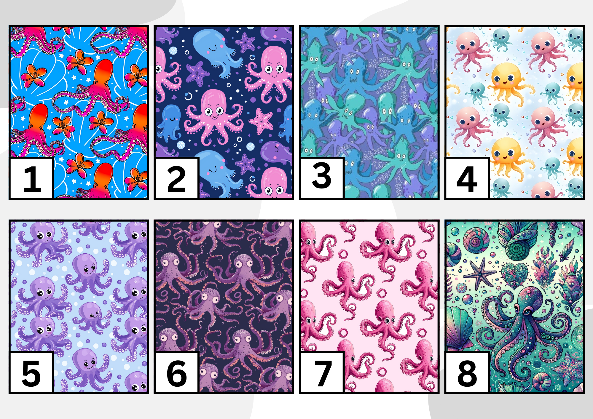Octopus tubie set - MULTIPLE PATTERNS - absorbent soft line cover and clip