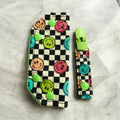 Checkered retro tubie set - MULTIPLE PATTERNS - absorbent soft line cover and clip