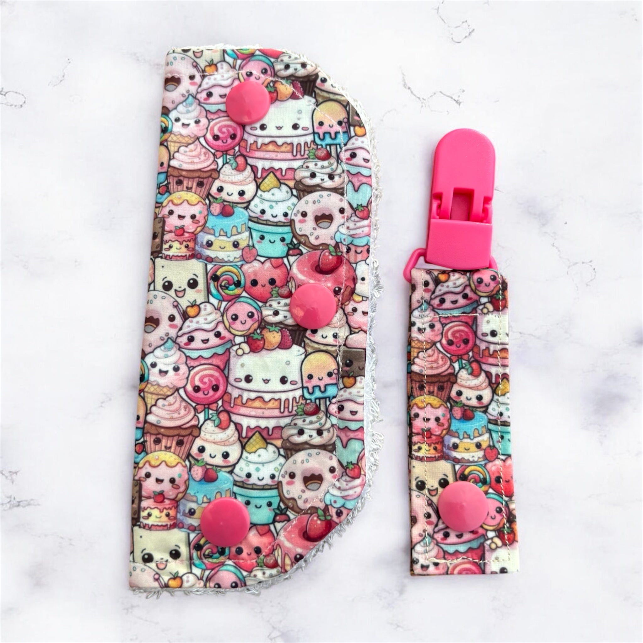 Sweet treats tubie set - MULTIPLE PATTERNS - absorbent soft line cover and clip