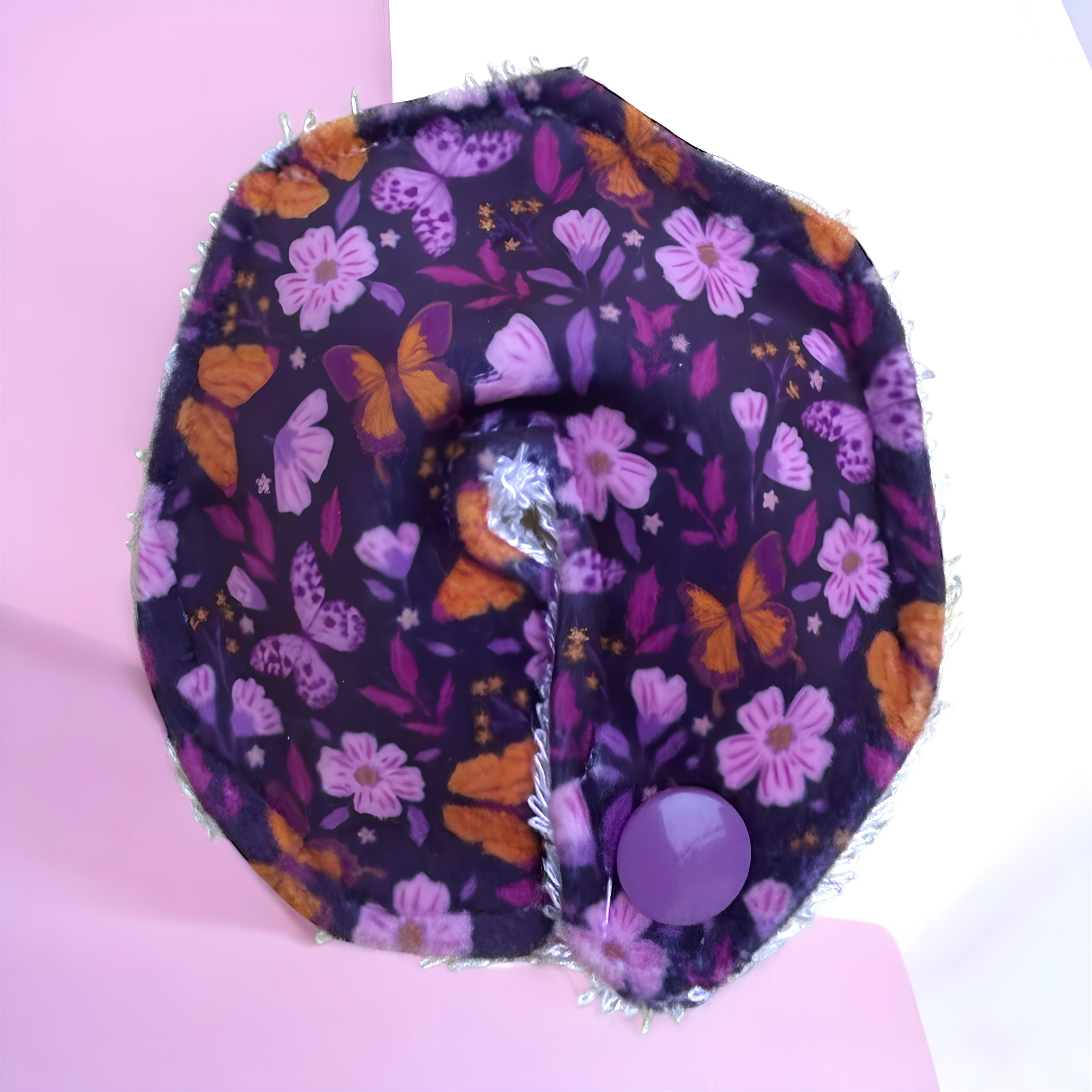 Purple butterfly tummy pad - MULTIPLE PATTERNS - absorbent soft g tube cover - stoma, catheter, feeding tube
