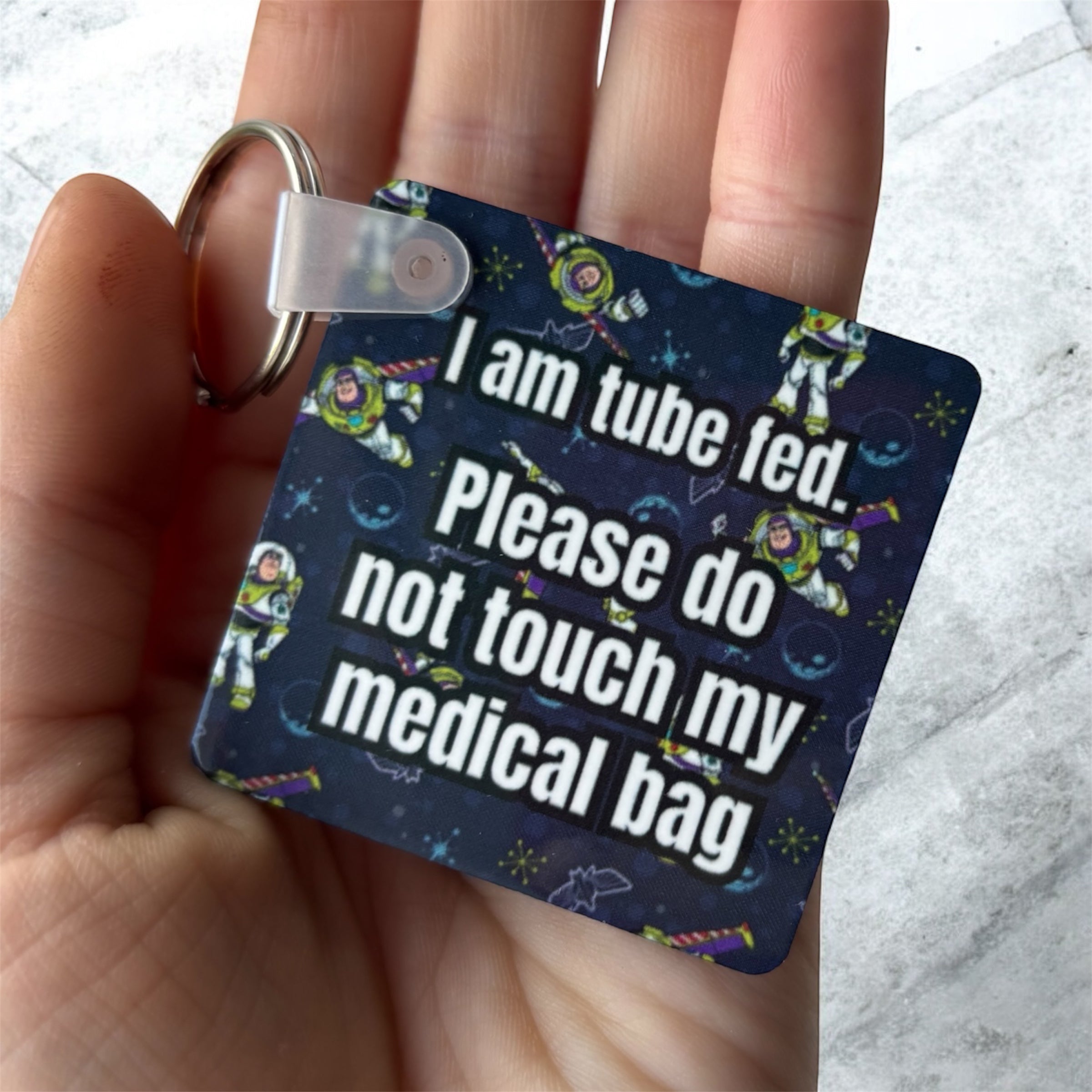Space ranger personalised feed/medical bag tag