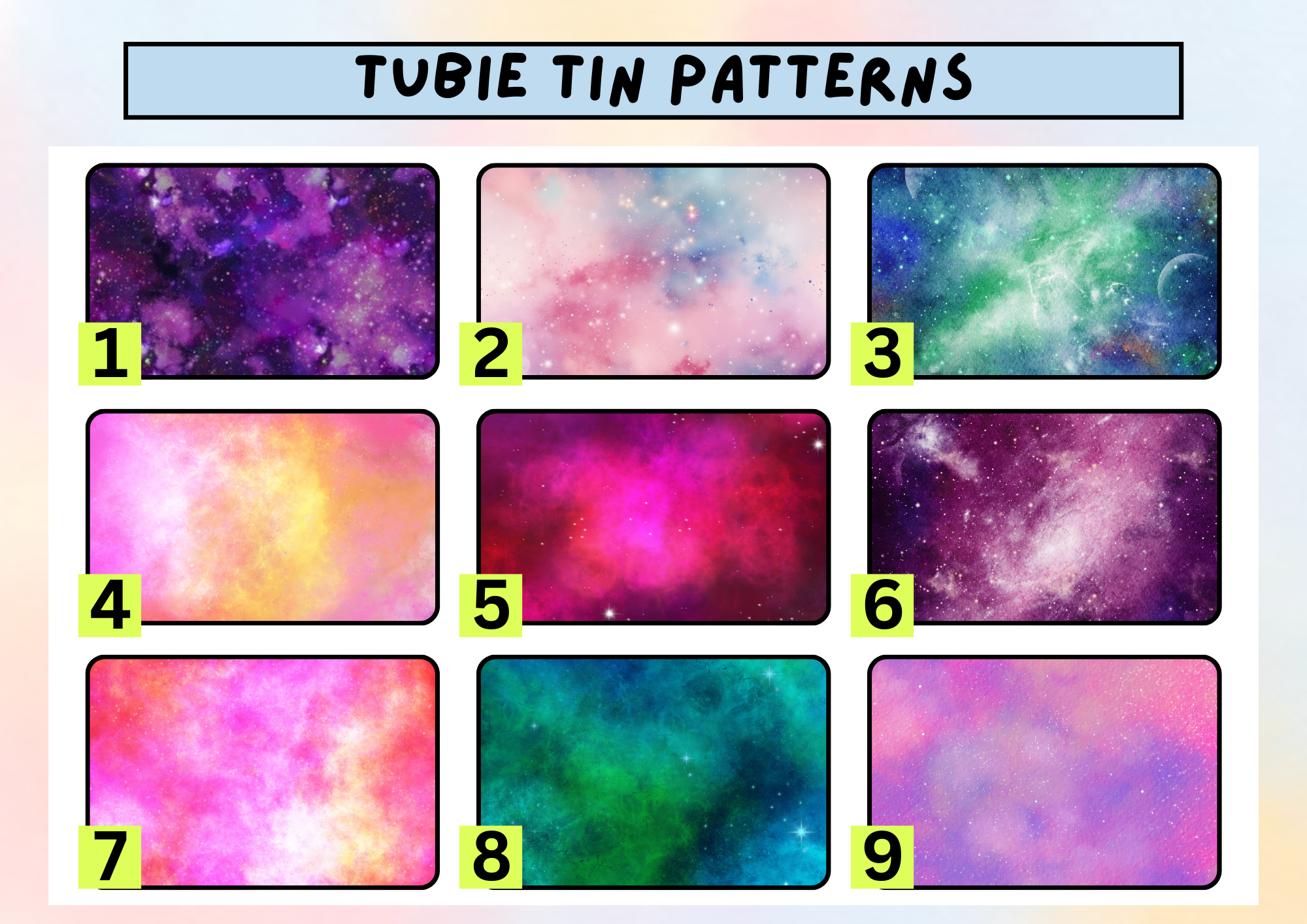 Bright galaxies tubie tape tin - medical adhesive tape container perfect for travelling