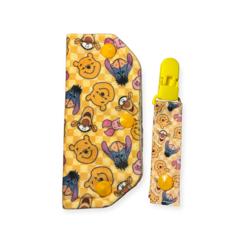 Bear friends tubie set - MULTIPLE PATTERNS - absorbent soft line cover and clip
