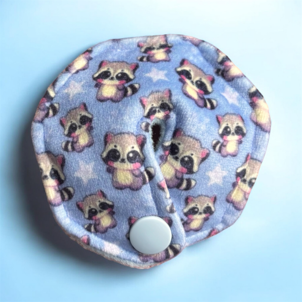 Blue raccoon tummy pad | medical retention tape | ng, oxygen, stoma