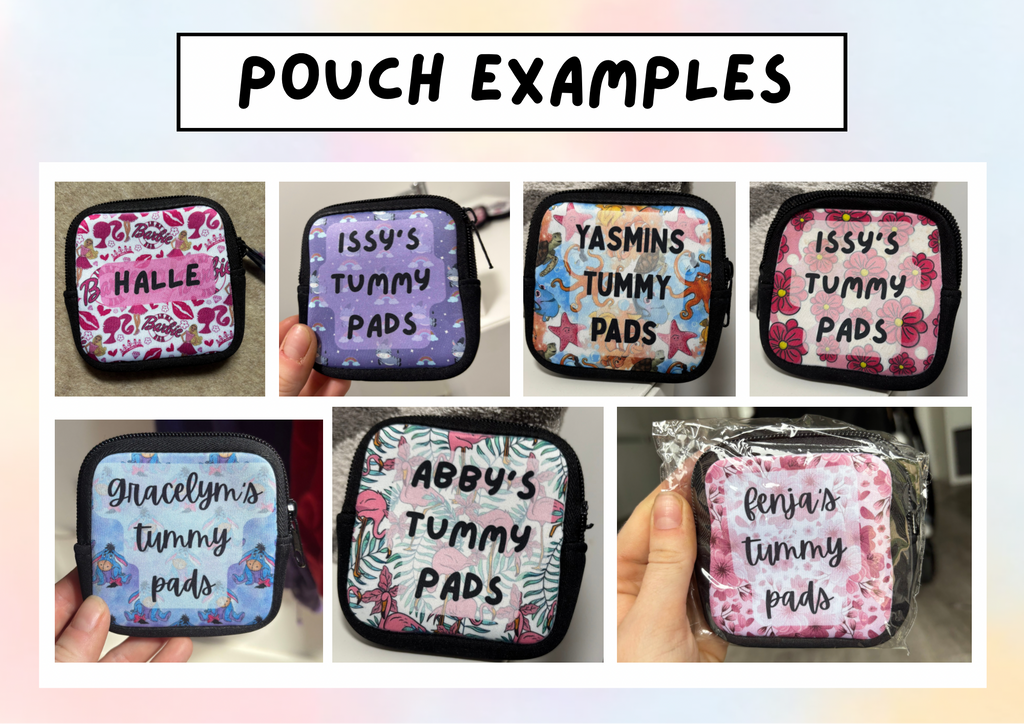 Spring frogs tummy pad pouch - personalised g tube pad holder - stoma, catheter, feeding tube storage