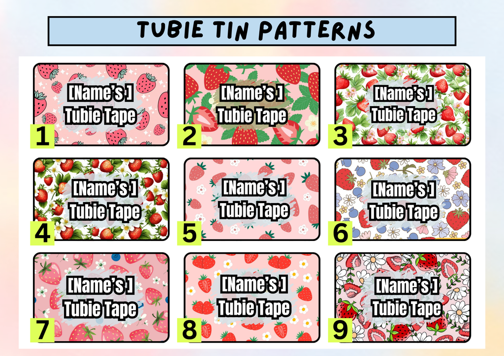 Strawberries tubie tape tin - medical adhesive tape container perfect for travelling