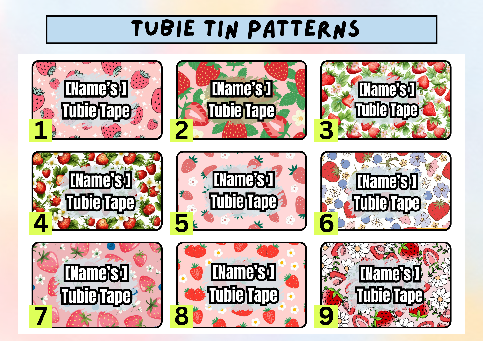 Strawberries tubie tape tin - medical adhesive tape container perfect for travelling