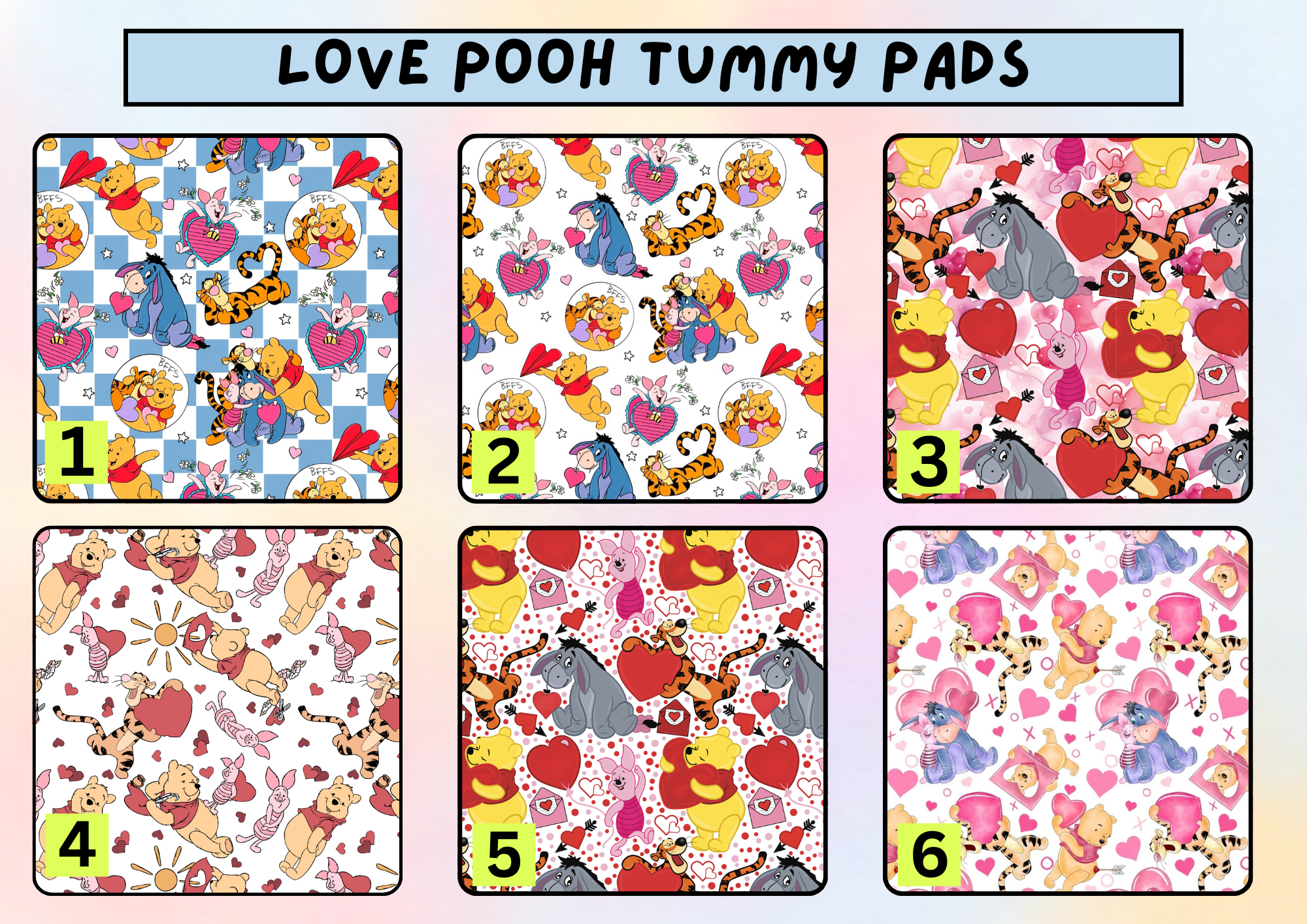 Love Pooh tummy pad - MULTIPLE PATTERNS - absorbent soft g tube cover - stoma, catheter, feeding tube