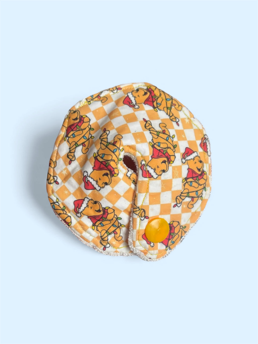 Xmas Winnie tummy pad - MULTIPLE PATTERNS - absorbent soft g tube cover - stoma, catheter, feeding tube