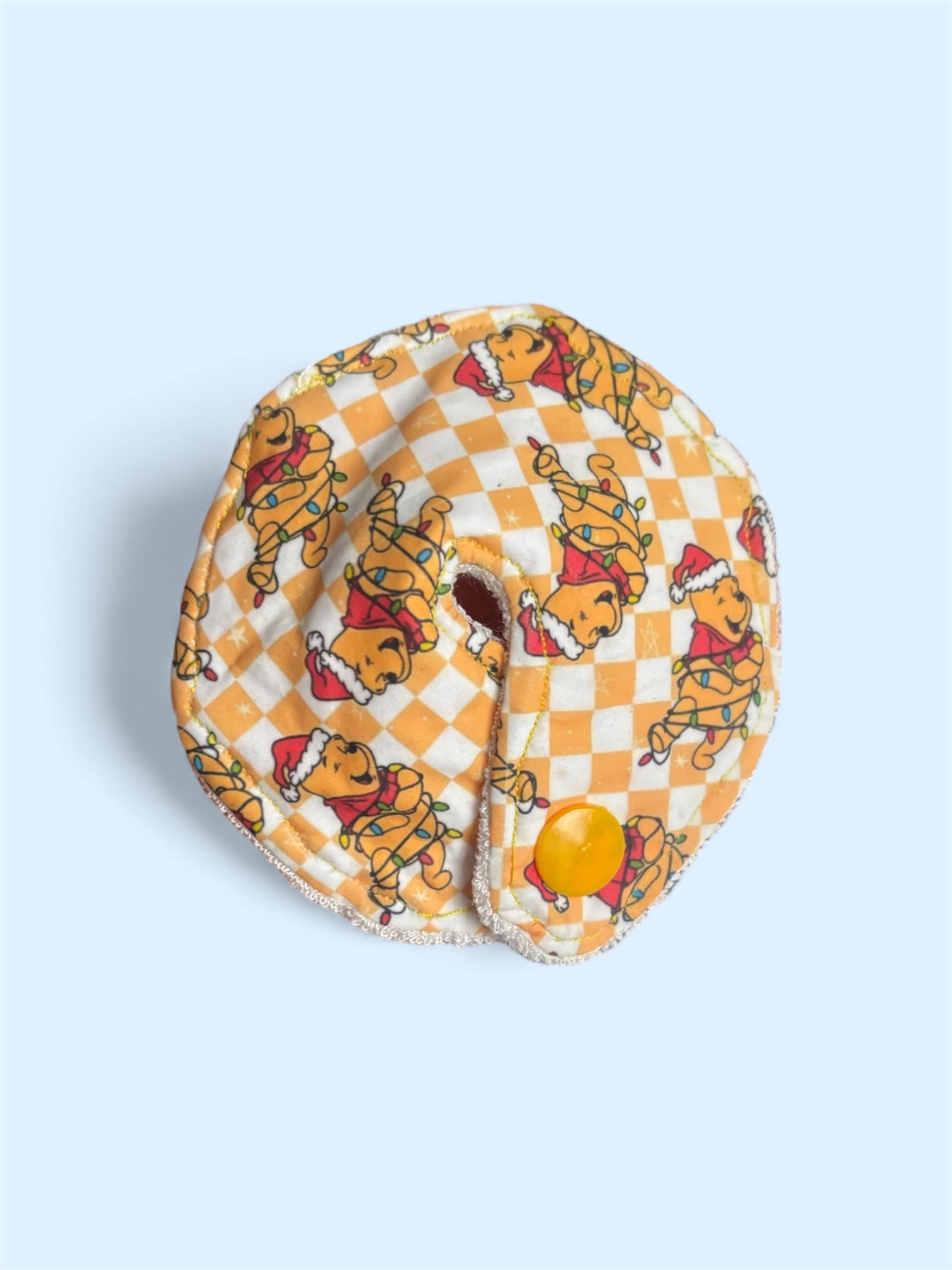 Xmas Winnie tummy pad - MULTIPLE PATTERNS - absorbent soft g tube cover - stoma, catheter, feeding tube