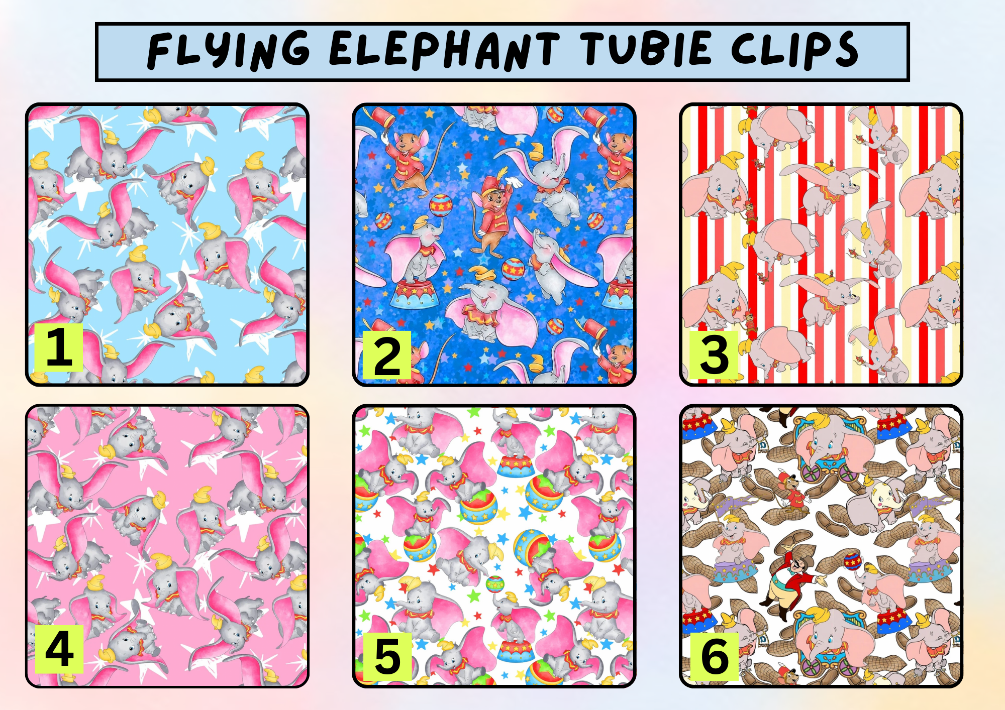 Flying elephant tubie clip - MULTIPLE PATTERNS - absorbent soft g tube cover - stoma, catheter, feeding tube