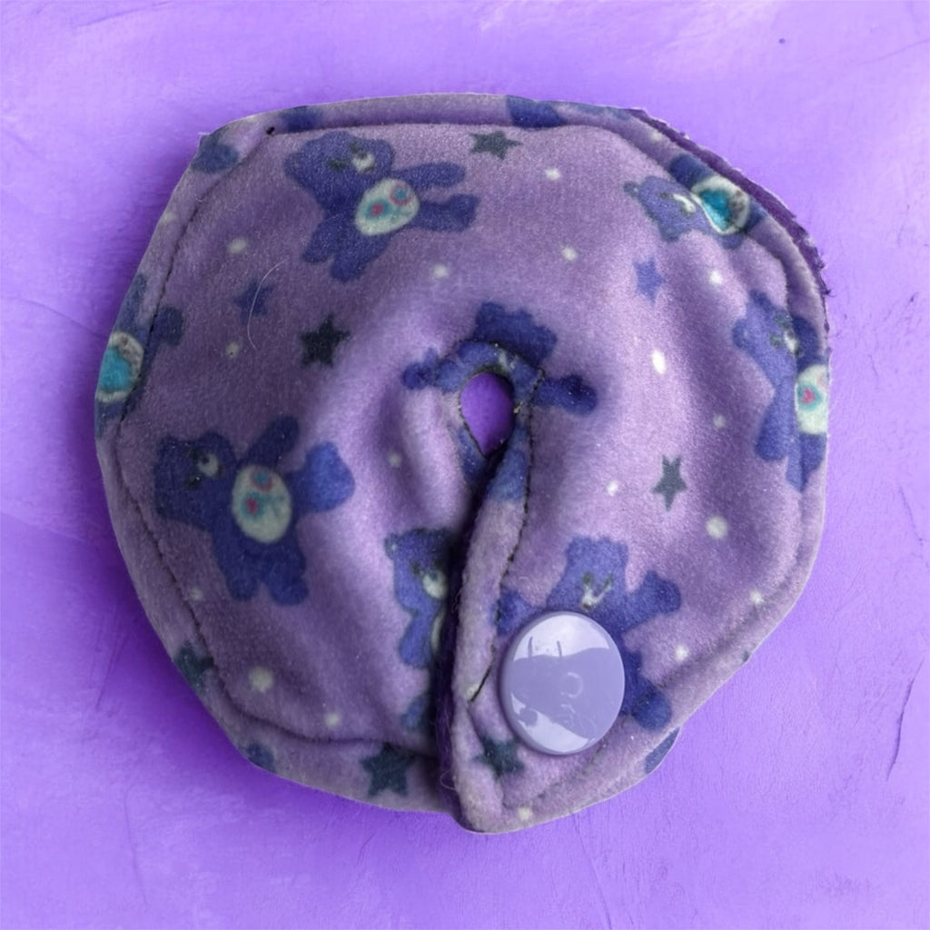 Purple bear tummy pad - MULTIPLE PATTERNS - absorbent soft g tube cover - stoma, catheter, feeding tube
