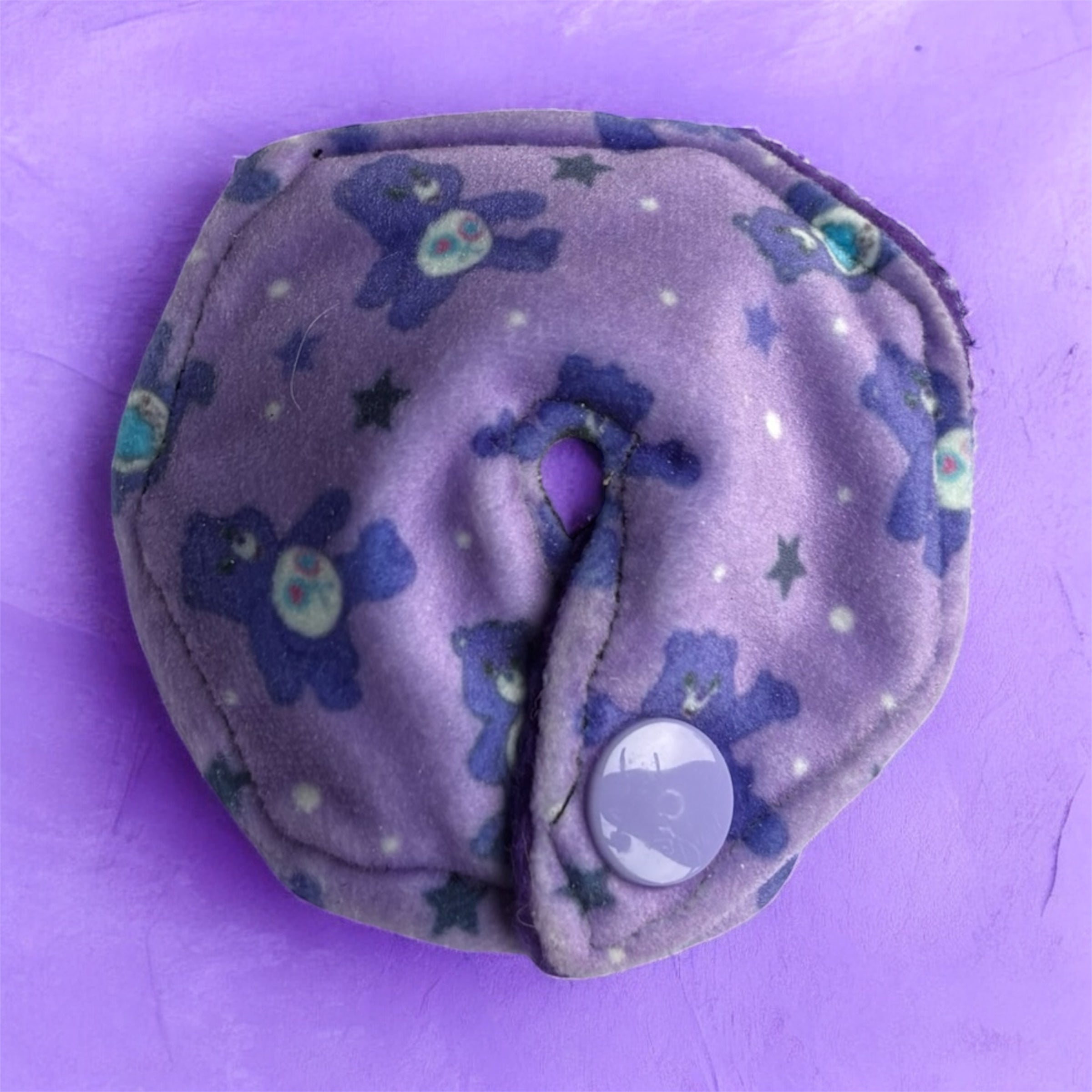 Purple bear tummy pad - MULTIPLE PATTERNS - absorbent soft g tube cover - stoma, catheter, feeding tube